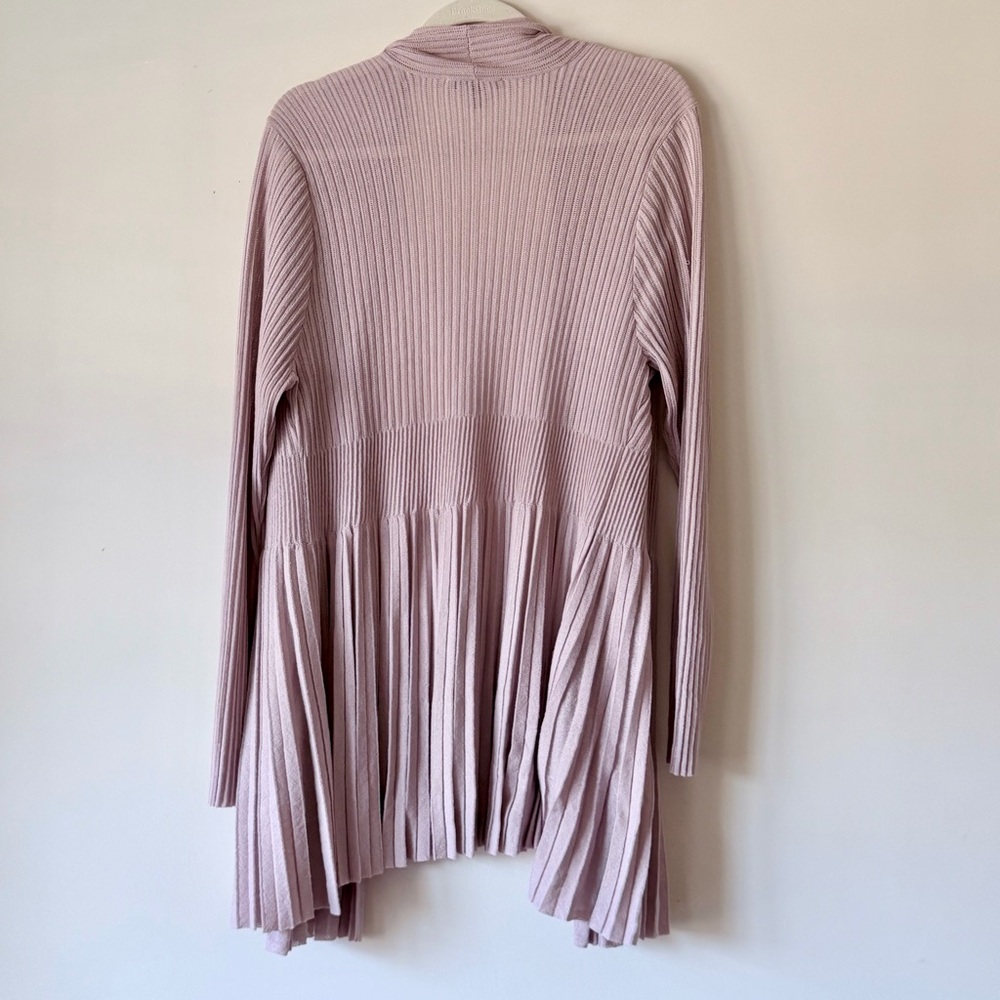 Eileen Fisher Ribbed Accordion Pleat Cardigan Open Front Blush Pink XL - Picture 4 of 7